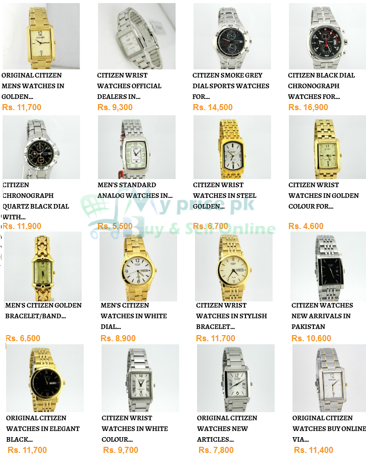 Citizen Brand of watches Gents/Men watches Price and Shape in Pakistan with Specs Images